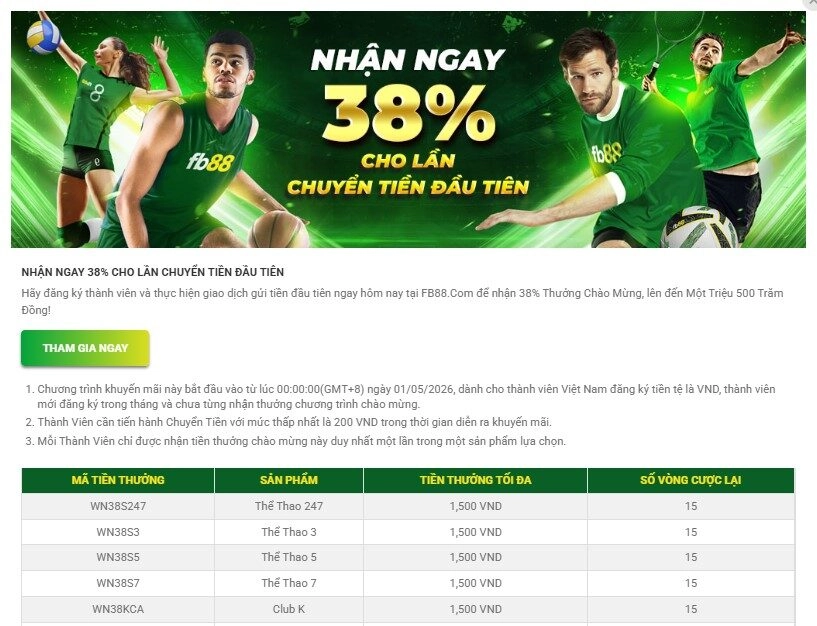 Hoàn trả 38% cho lần chuyển lần đầu